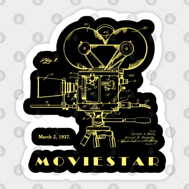 Patent Print Movie Star Vintage Movie Camera 1937 Sticker by MadebyDesign